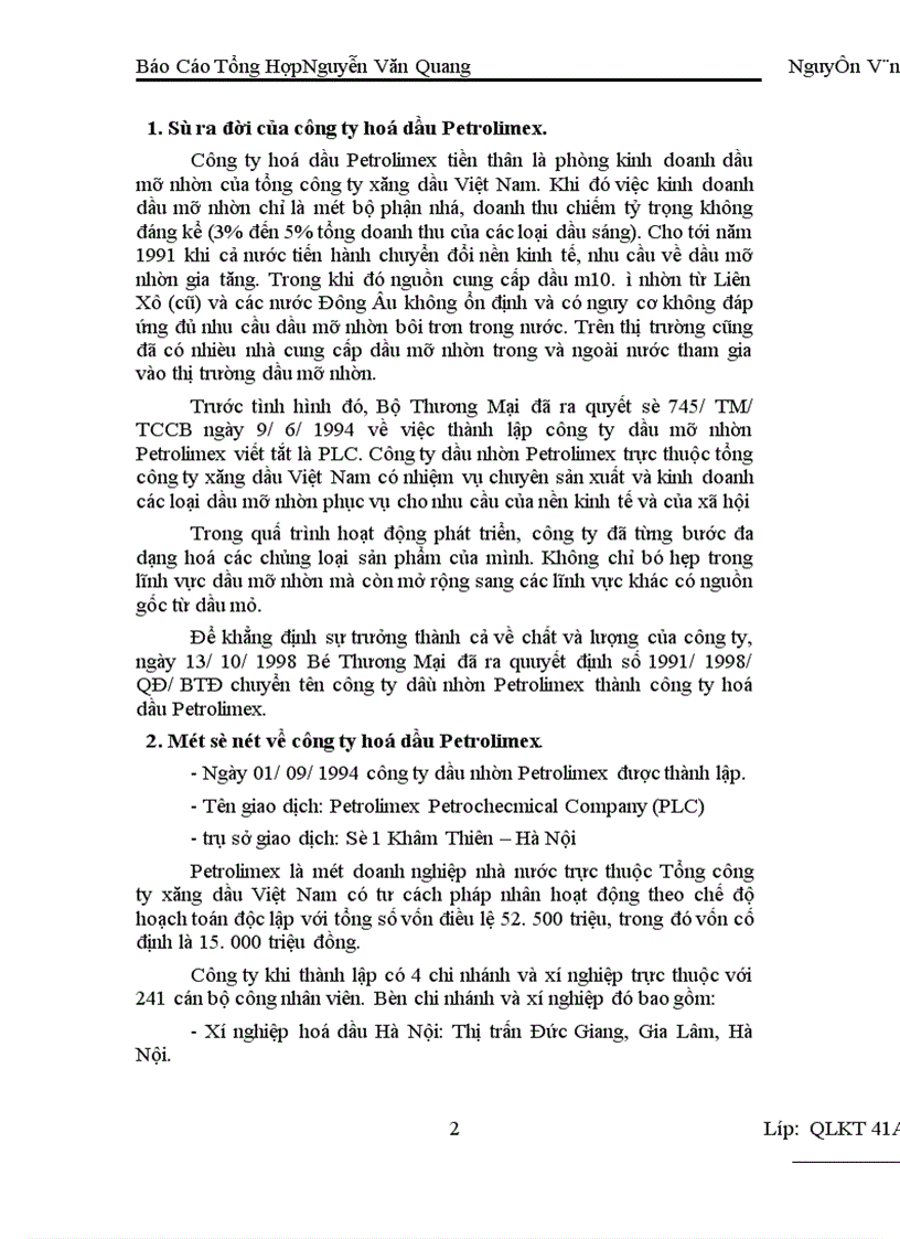 image for page Báo cáo thực tập: công ty hoá dầu Petrolimex.