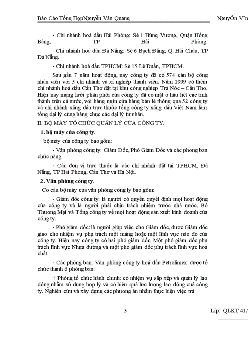 Báo cáo thực tập: công ty hoá dầu Petrolimex.