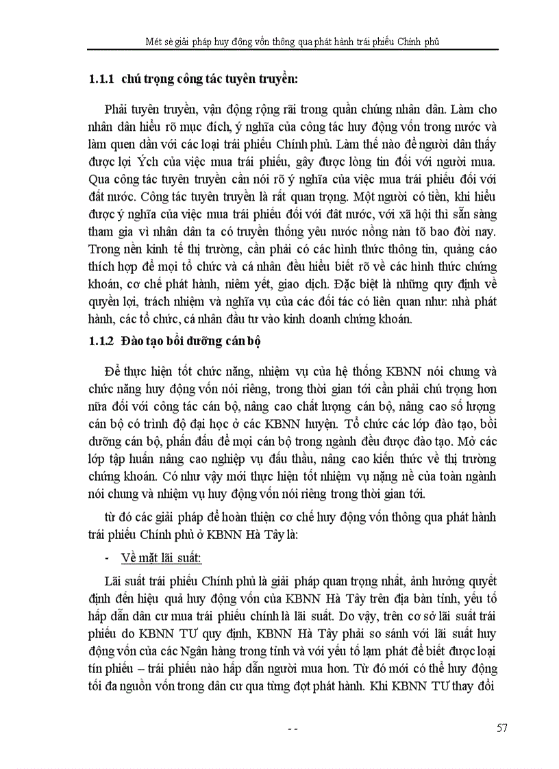 image for page Một số giải pháp huy động vốn thông qua phát hành trái phiếu Chính phủ ở KBNN Hà Tây.