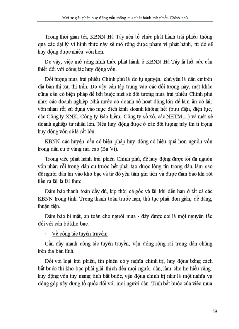 image for page Một số giải pháp huy động vốn thông qua phát hành trái phiếu Chính phủ ở KBNN Hà Tây.