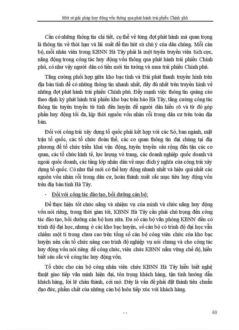 image for page Một số giải pháp huy động vốn thông qua phát hành trái phiếu Chính phủ ở KBNN Hà Tây.