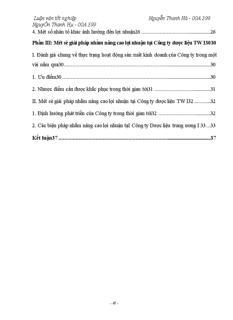 image for page Lợi nhuận và một số biện pháp tài chính nhằm tăng lợi nhuận tại Công ty Dược Liệu TW I.