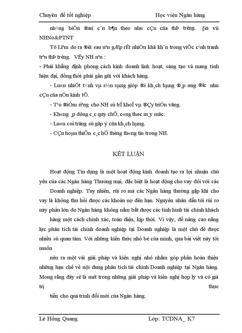 image for page Hoàn thiện công tác phân tích tài chính Doanh nghiệp phục vụ cho hoat động tín dụng tại NHNo&PTNT Từ Liêm