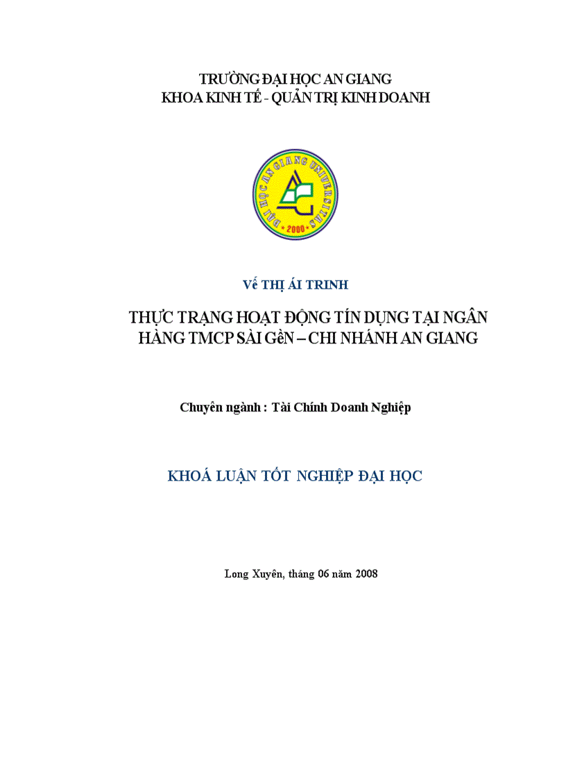 image for page Thực trạng hoạt động tín dụng tại Ngân hàng TMCP Sài Gòn – Chi nhánh An Giang