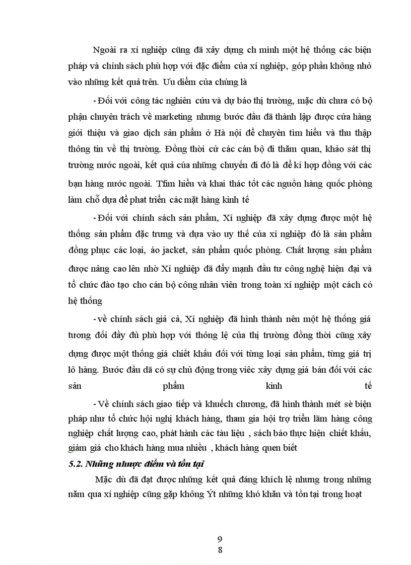 image for page Thực trạng và một số biện pháp cơ bản nhằm duy trì và mở rộng thị trường tiêu thụ sản phẩm tạI xí nghiệp may đo X19 thuộc công ty 247- bộ quốc phòng
