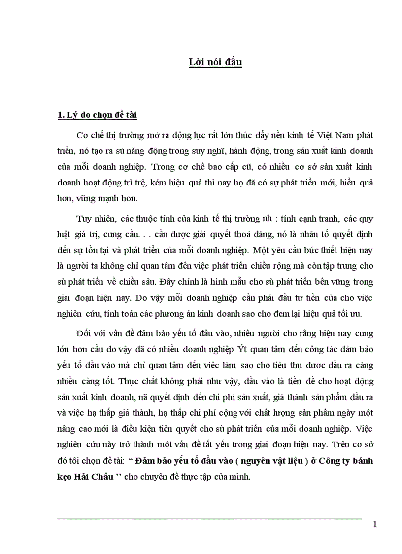 image for page Đảm bảo yếu tố đầu vào ( nguyên vật liệu ) ở Công ty bánh kẹo Hải Châu