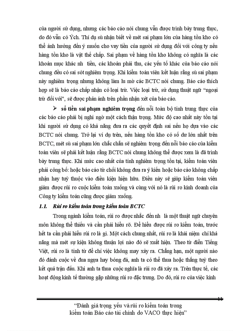 image for page Đánh giá trọng yếu và rủi ro kiểm toán trong kiểm toán Báo cáo tài chính tại Công ty Kiểm toán Việt Nam trách nhiệm hữu hạn (VACO)