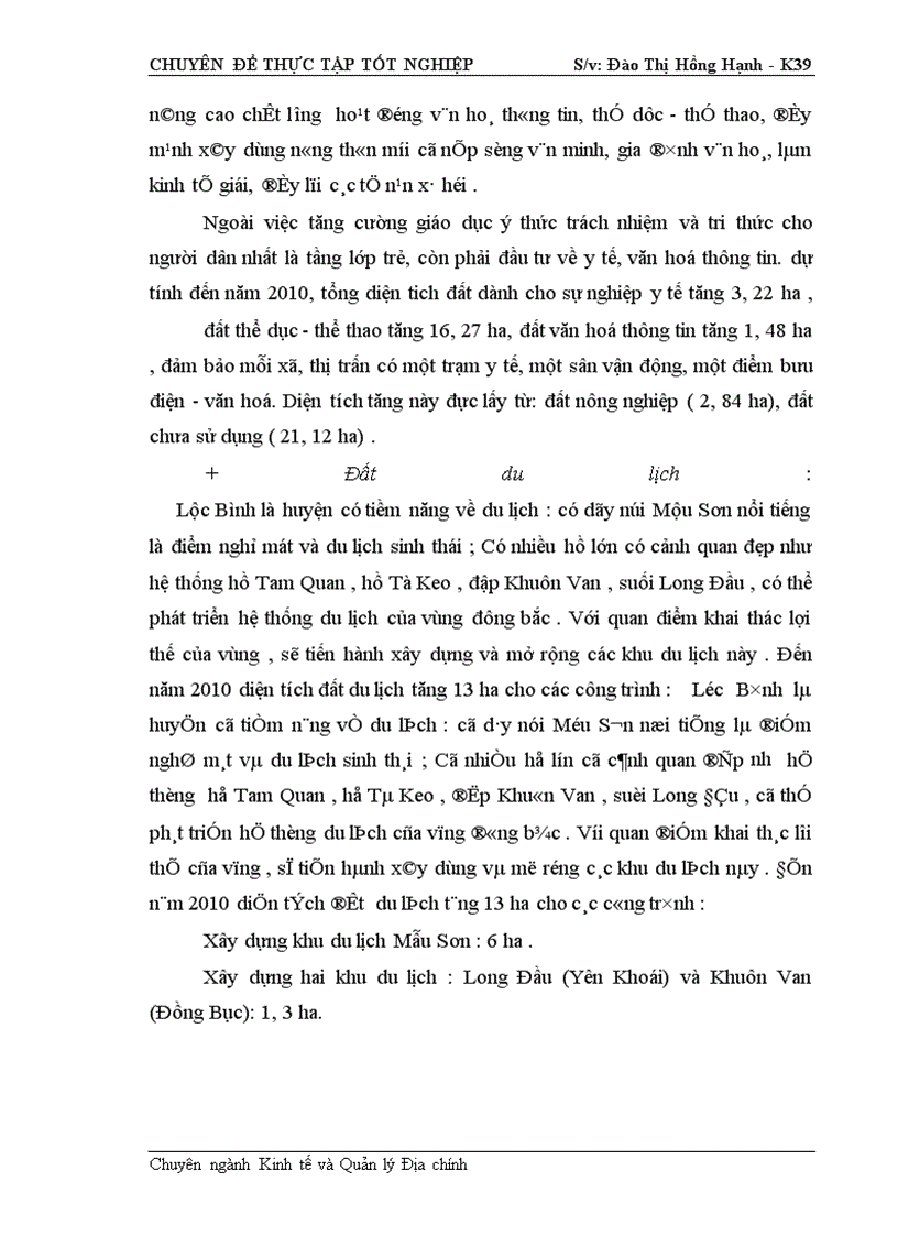 image for page Cơ sở khoa học của quy hoạch sử dụng đất đai huyện Lộc Bình- Tỉnh Lạng Sơn thời kỳ 2001- 2010