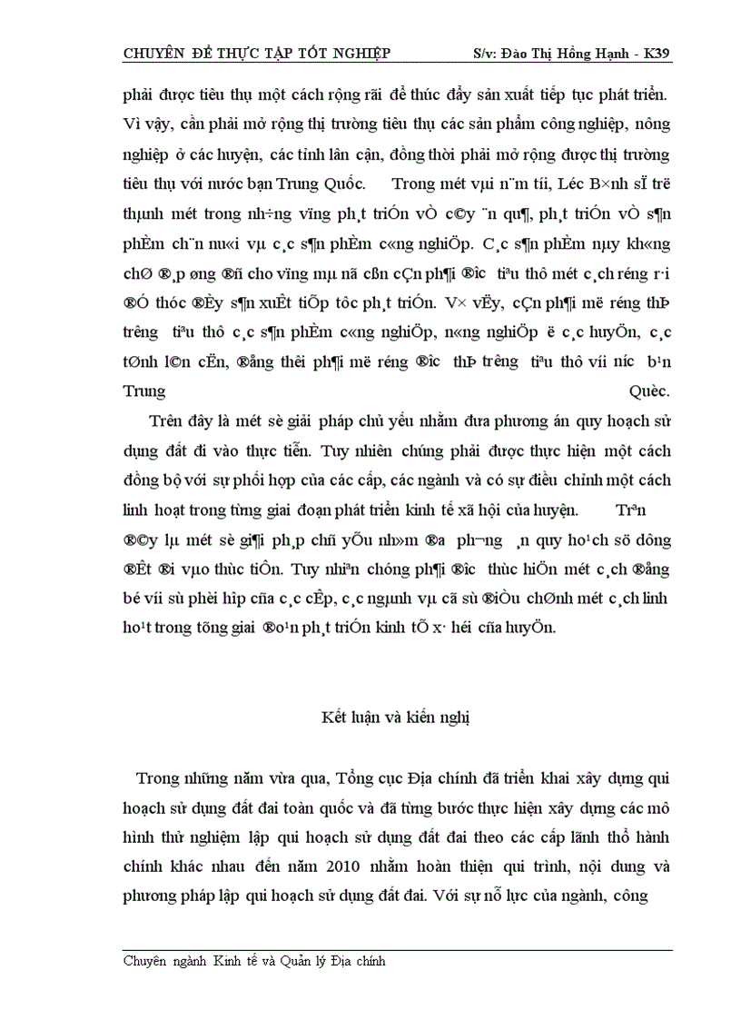 image for page Cơ sở khoa học của quy hoạch sử dụng đất đai huyện Lộc Bình- Tỉnh Lạng Sơn thời kỳ 2001- 2010