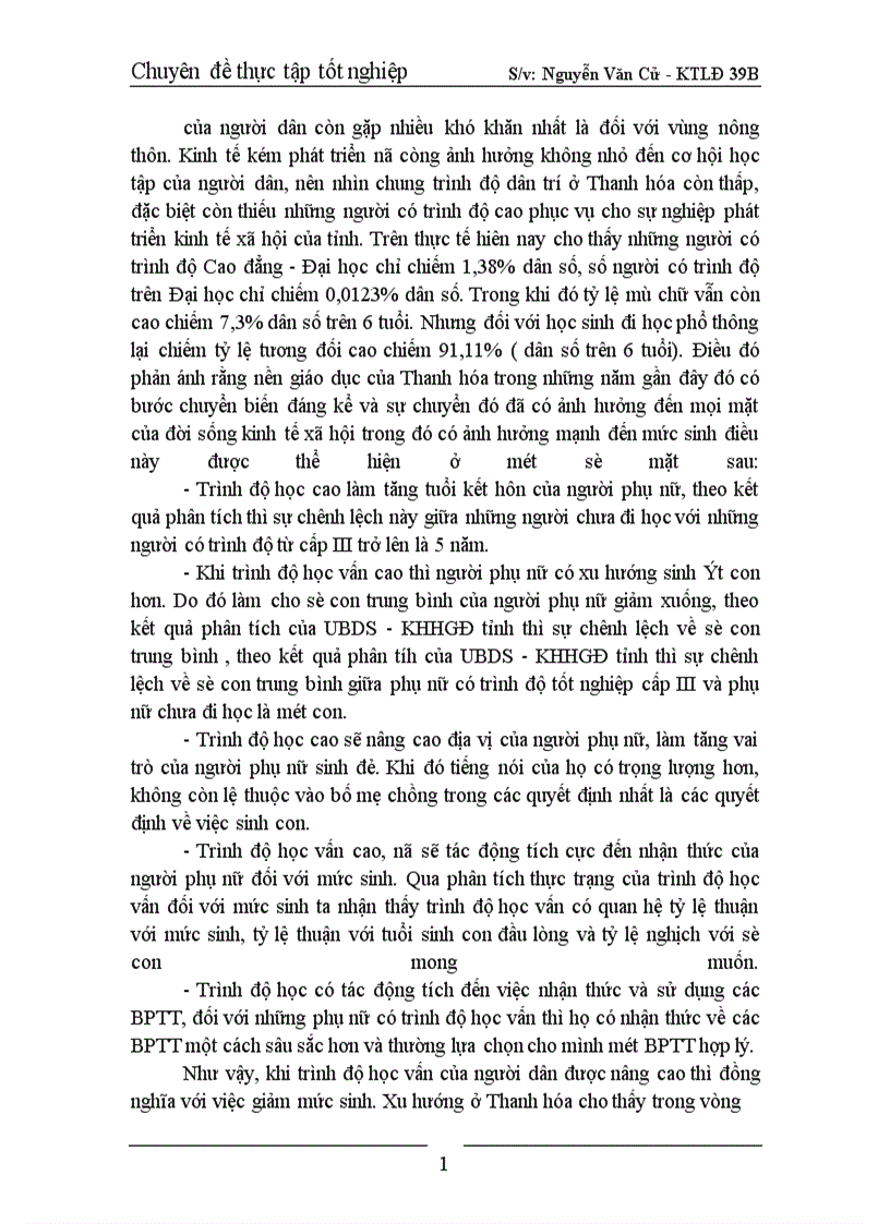 image for page Nghiên cứu sự ảnh hưởng của trình độ học vấn đến mức sinh ở tỉnh Thanh Hoá