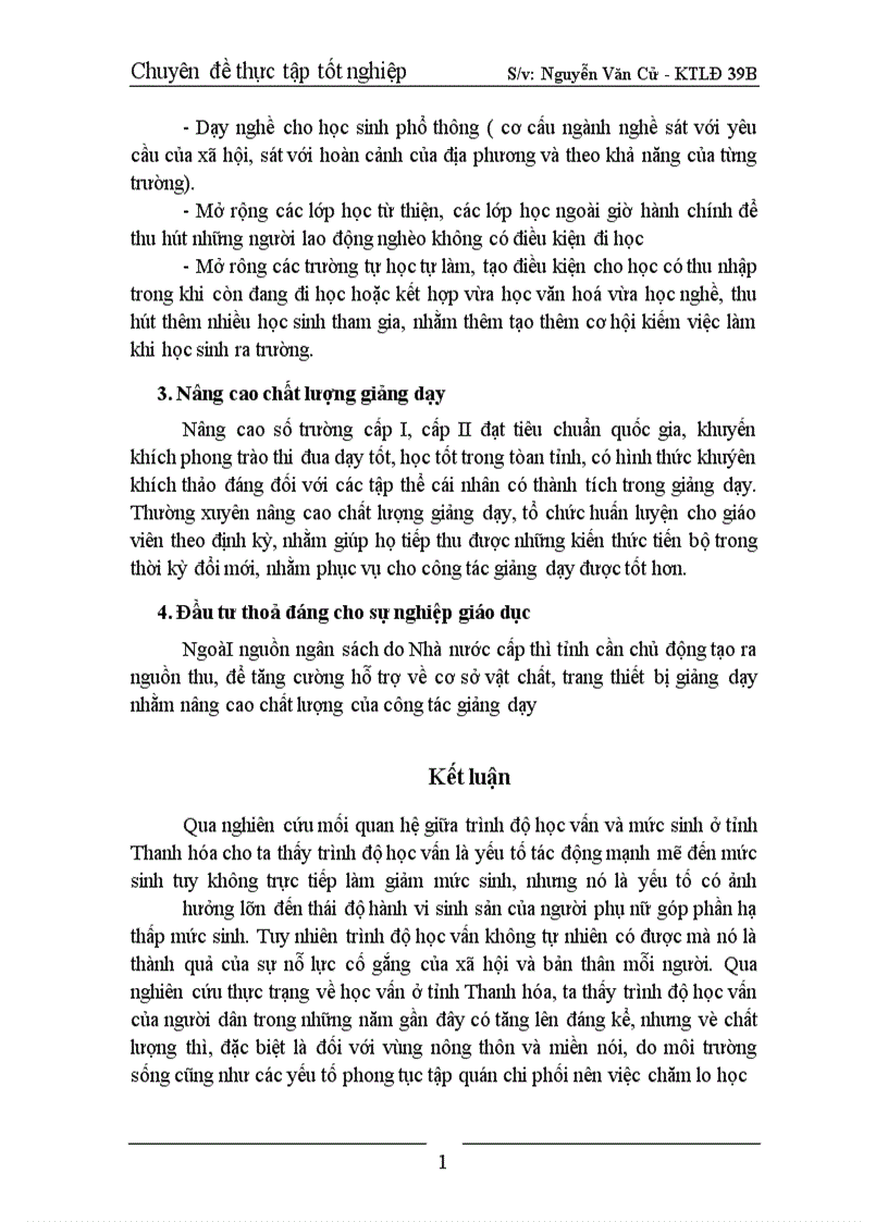 image for page Nghiên cứu sự ảnh hưởng của trình độ học vấn đến mức sinh ở tỉnh Thanh Hoá