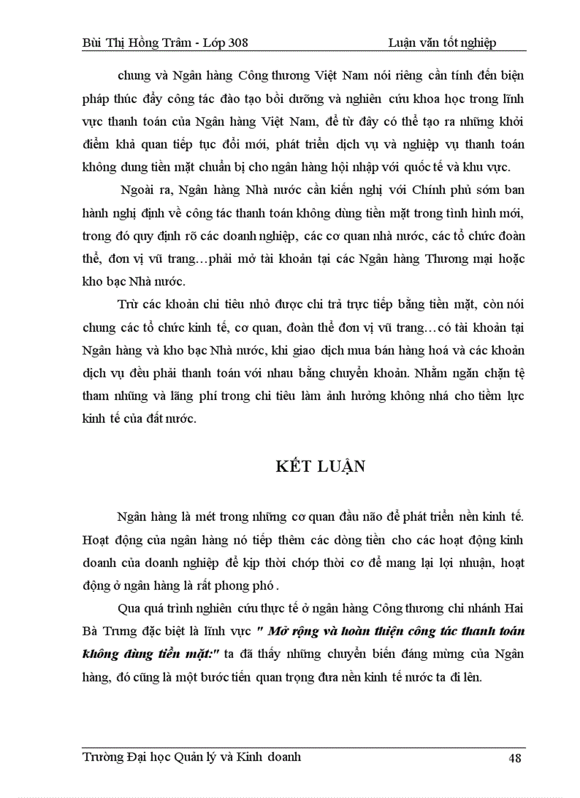 image for page Vấn đề mở rộng và hoàn thiện công tác thanh toán không dùng tiền mặt tại ngân hàng công thương chi nhánh Hai Bà Trưng-Hà Nội