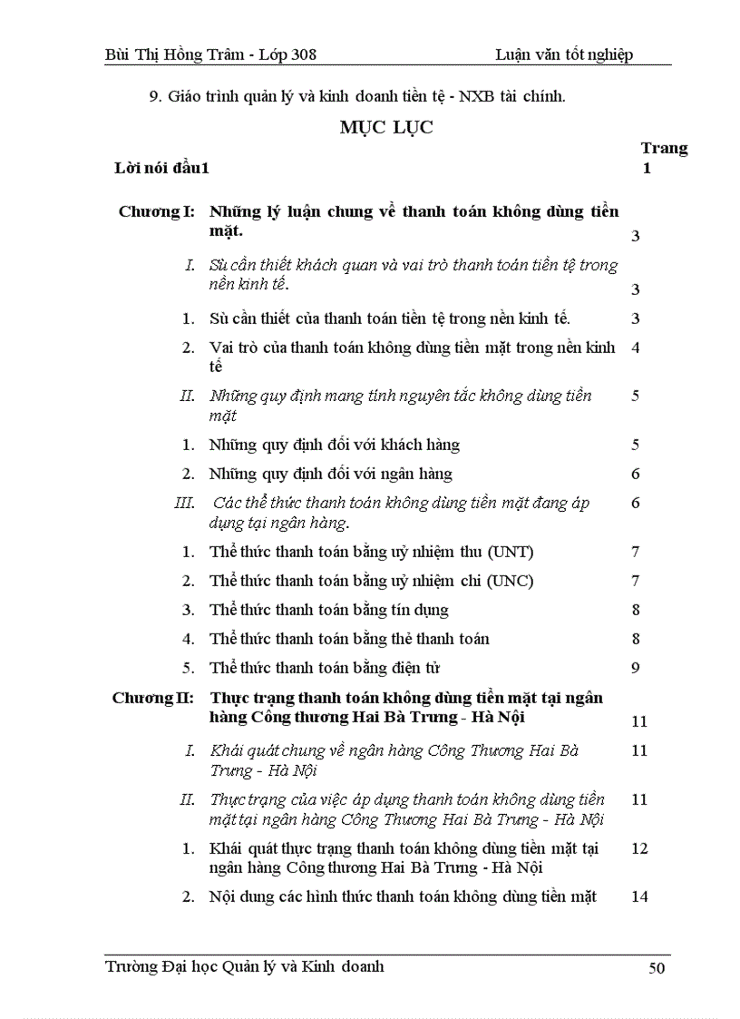 image for page Vấn đề mở rộng và hoàn thiện công tác thanh toán không dùng tiền mặt tại ngân hàng công thương chi nhánh Hai Bà Trưng-Hà Nội