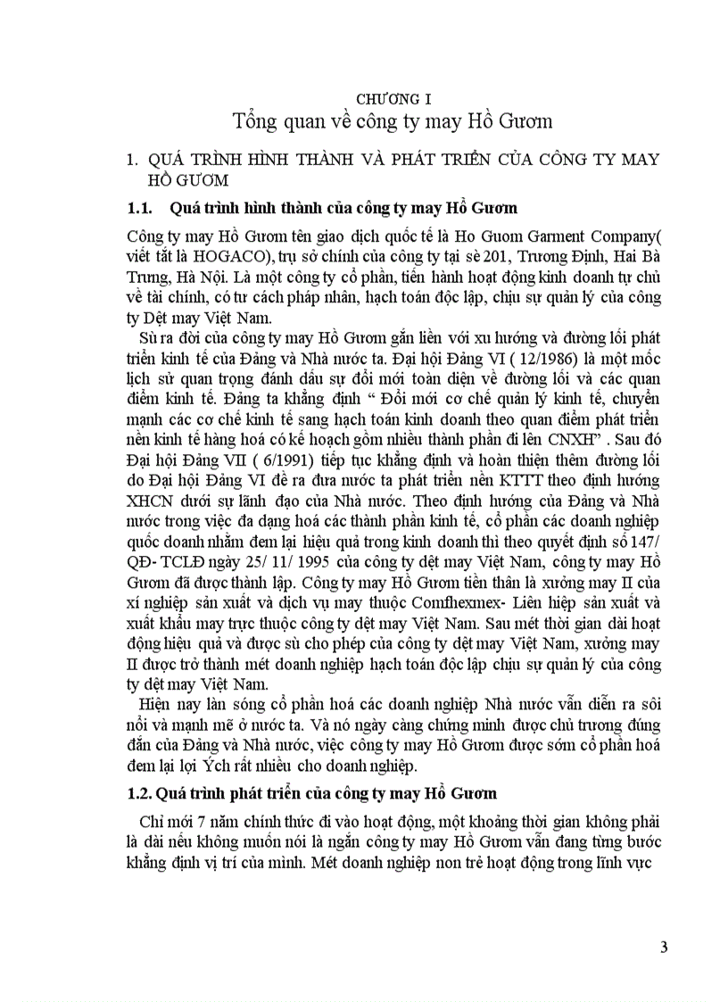 image for page Tổ chức một số phần hành kế toán chủ yếu tại công ty may Hồ Gươm