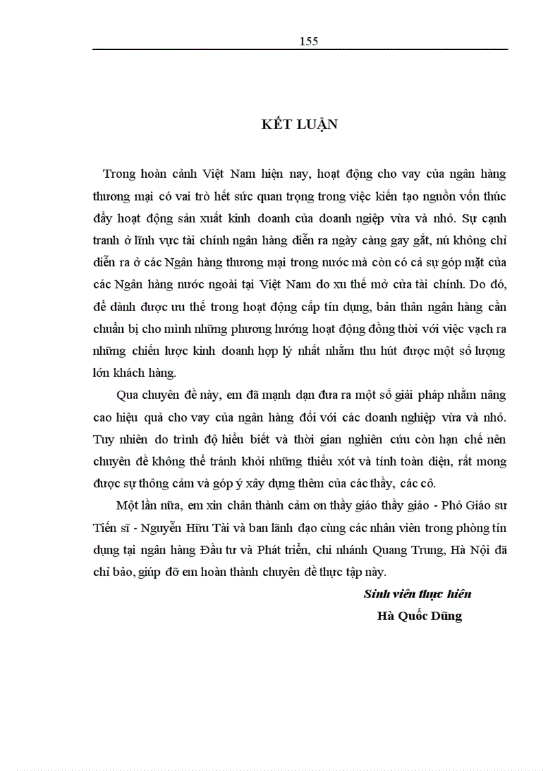 image for page Nâng cao hiệu quả cho vay đối với doanh nghiệp vừa và nhỏ tại ngân hàng Đầu tư và phát triển Việt Nam- Chi nhánh Quang Trung