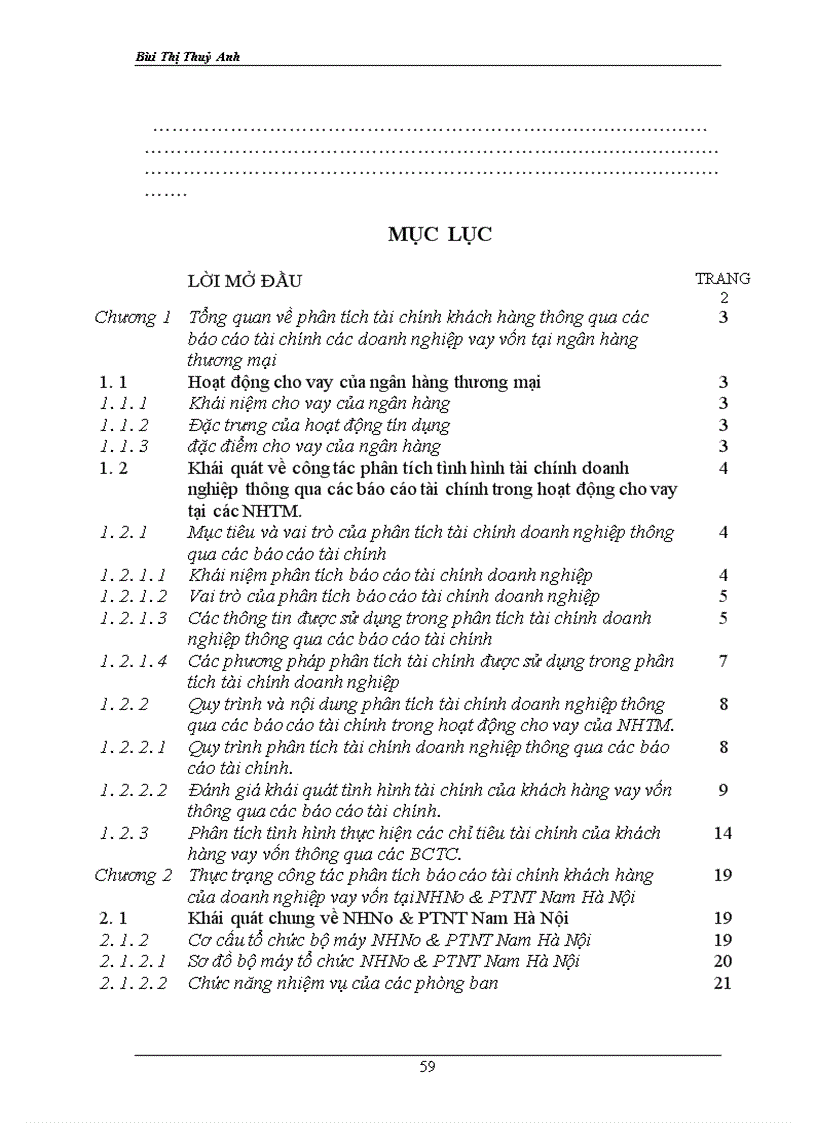 image for page Phân tích tài chính của doanh nghiệp thông qua báo cáo tài chính của doanh nghiệp vay vốn tại ngân hàng Nông nghiệp và Phát triển Nông thôn nam Hà Nội.