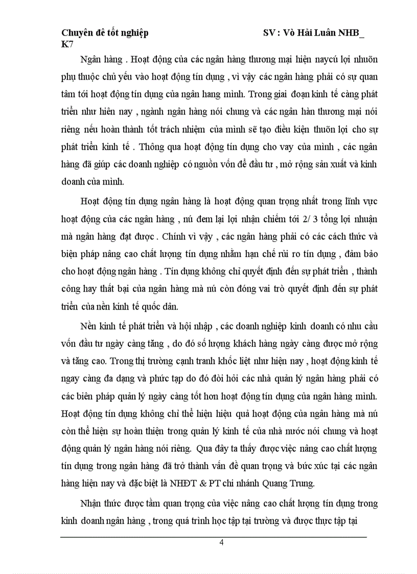 image for page Giải pháp nâng cao chất lượng tín dụng tại Ngân Hàng Đầu Tư và Phát Triển Việt Nam chi nhanh Quang Trung