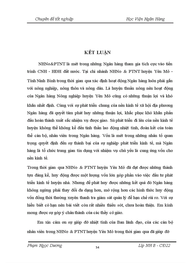 image for page Giải pháp phòng ngừa hạn chế rủi ro tín dụng trong hoạt động kinh doanh tại Ngân hàng Nông nghiệp và phát triển nông thôn Việt Nam chi nhánh Huyện Yên Mô - Tỉnh Ninh Bình