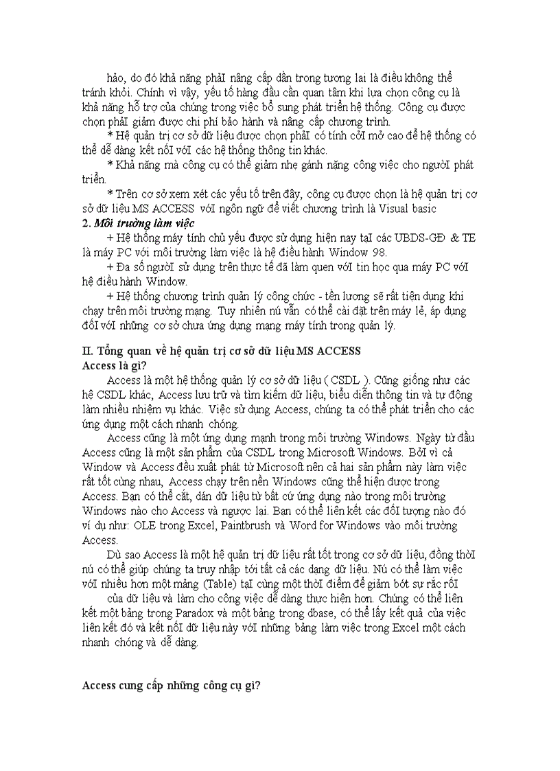 image for page Phân tích, thiết kế cho hệ thống quản lý công chức - tiền lương của UBDS-GĐ&TE với hệ quản trị cơ sở dữ liệu MS Access