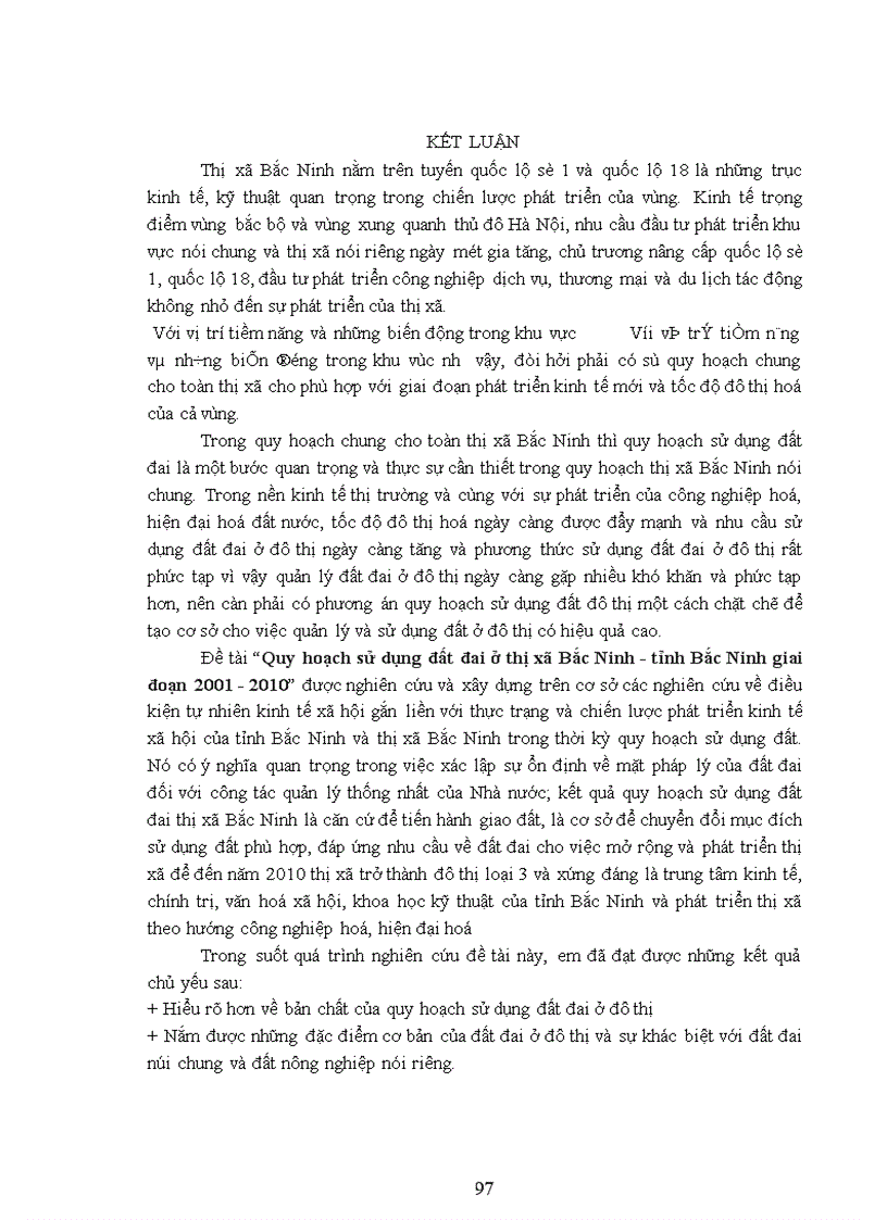 image for page Qui hoạch sử dụng đất đai thị xã Bắc Ninh–tỉnh Bắc Ninh giai đoạn 2001-2010