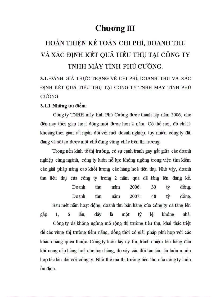 image for page Hoàn thiện công tác kế toán chi phí, doanh thu, và xác định kết quả tiêu thụ tại công ty trách nhiệm hữu hạn máy tính Phú Cơờng