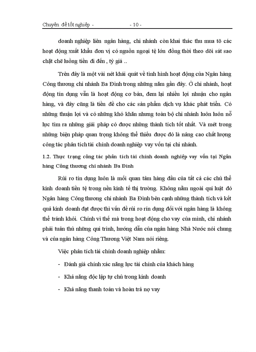 image for page Một số giải pháp nâng cao chất lượng công tác phân tích tài chính các doanh nghiệp vay vốn tại Ngân hàng Công thương chi nhánh Ba Đình