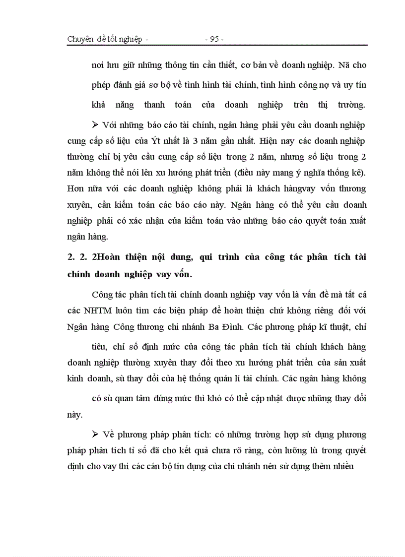 image for page Một số giải pháp nâng cao chất lượng công tác phân tích tài chính các doanh nghiệp vay vốn tại Ngân hàng Công thương chi nhánh Ba Đình