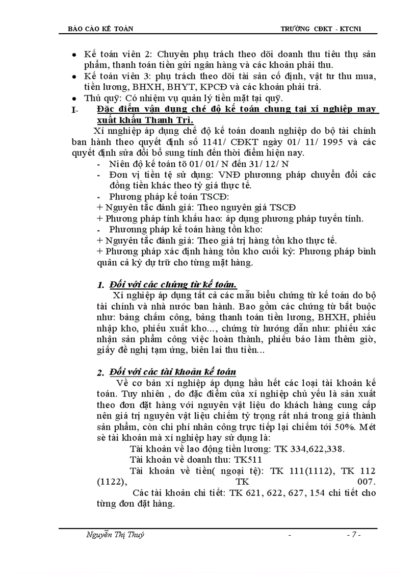 Công tác kế toán tổng hợp tại xí nghiệp may xuất khẩu thanh trì Giáo viên hướng dẫn