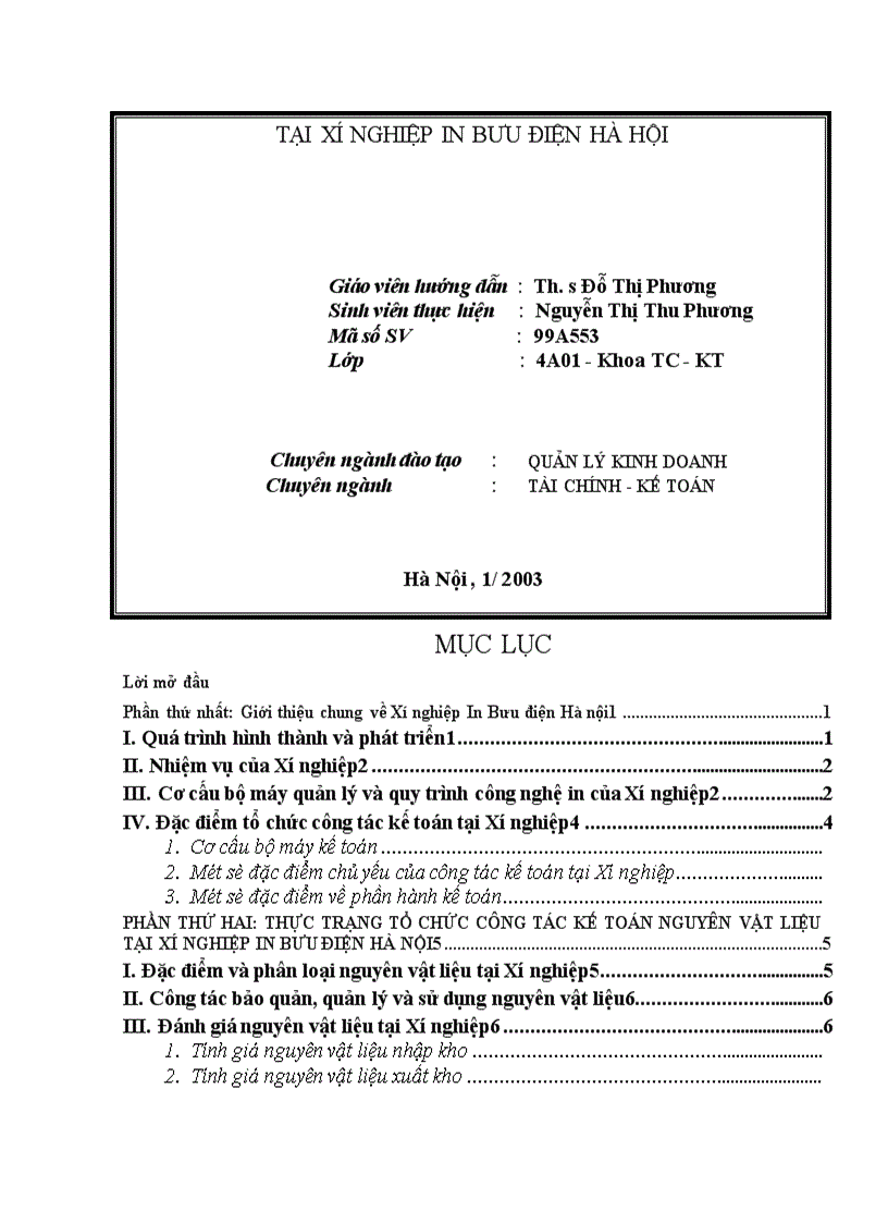 image for page Tổ chức công tác kế toán nguyên vật liệu tại xí nghiệp in bưu điện Hà Nội