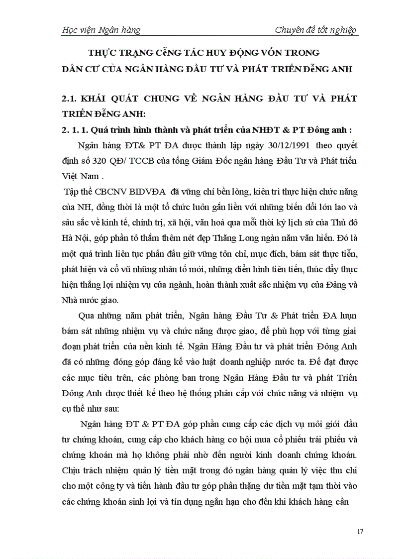 image for page Giải pháp nhằm mở rộng và phát triển hoạt động huy động vốn tại Ngân hàng Đầu tư và Phát triển Đông Anh