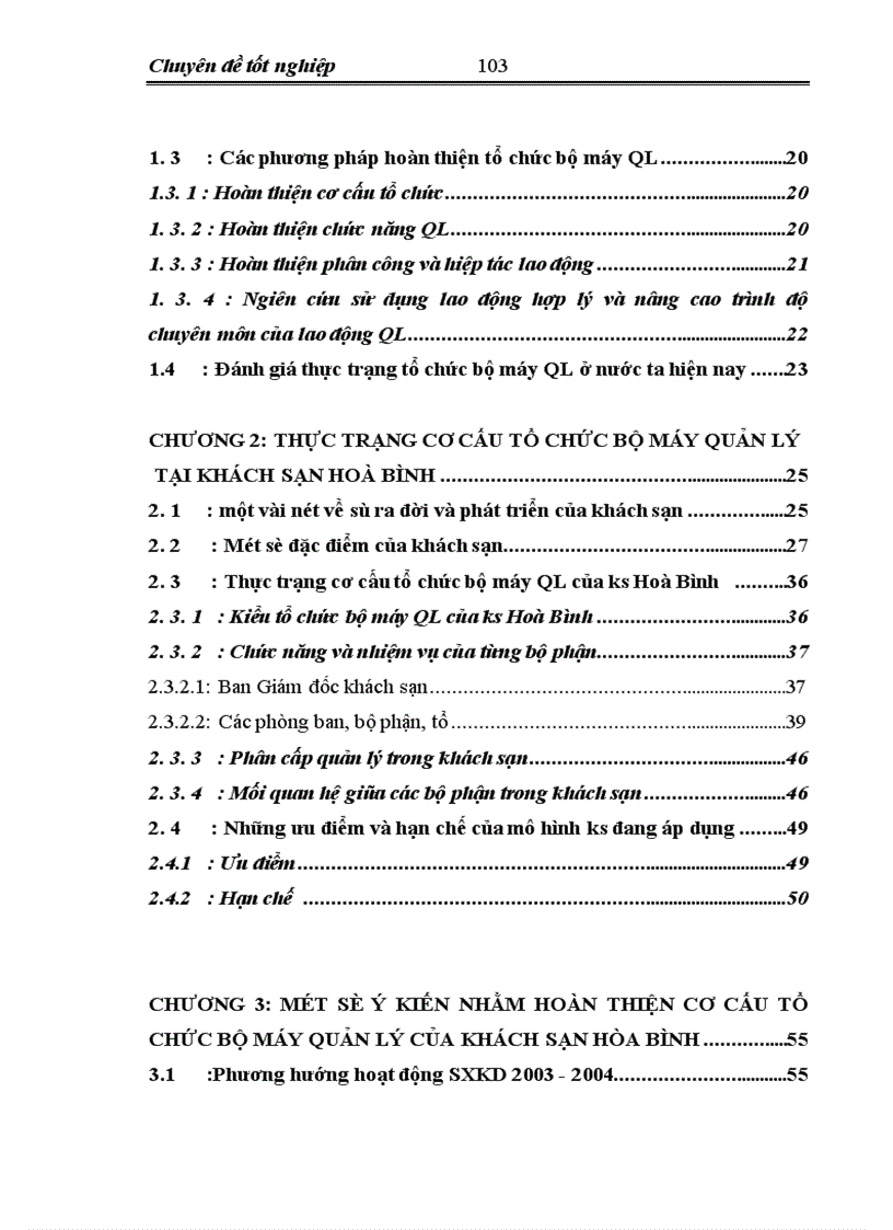 image for page Một số giải pháp nhằm xây dựng và hoàn thiện cơ cấu tổ chức bộ máy quản lý của khách sạn Hoà Bình thuộc Tổng công ty du lịch Hà Nội