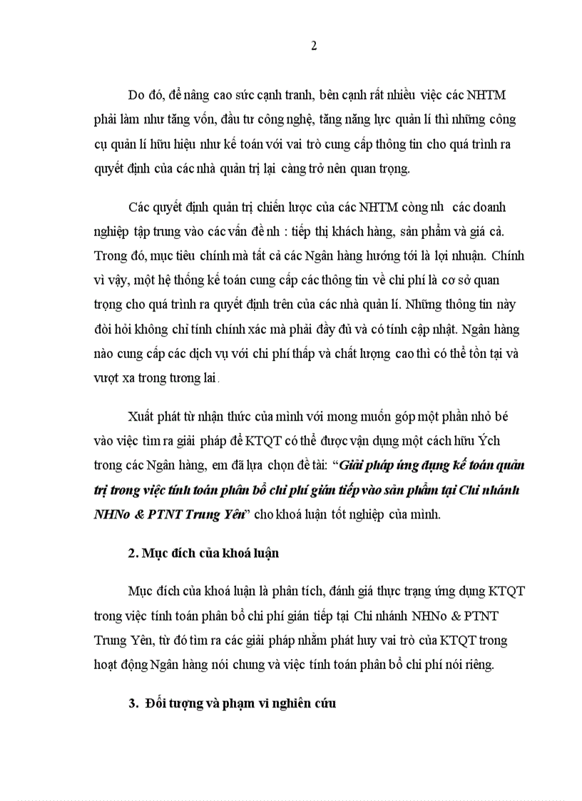 image for page Giải pháp ứng dụng kế toán quản trị trong việc tính toán phân bổ chi phí gián tiếp vào sản phẩm tại Chi nhánh NHNo&PTNT Trung Yên