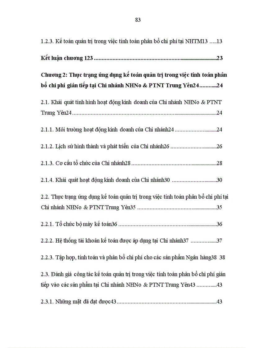 image for page Giải pháp ứng dụng kế toán quản trị trong việc tính toán phân bổ chi phí gián tiếp vào sản phẩm tại Chi nhánh NHNo&PTNT Trung Yên