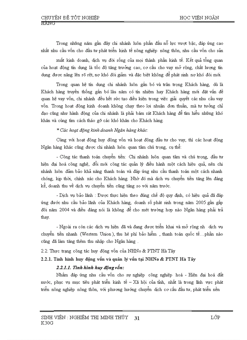 image for page Một số giải pháp nhằm nâng cao hiệu quả công tác huy động vốn tại Ngân hàng Nông nghiệp và phát triển nông thôn tỉnh Hà Tây