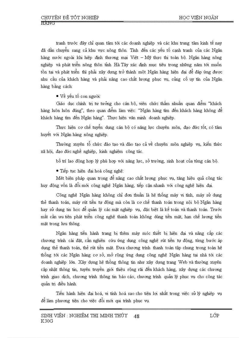 image for page Một số giải pháp nhằm nâng cao hiệu quả công tác huy động vốn tại Ngân hàng Nông nghiệp và phát triển nông thôn tỉnh Hà Tây