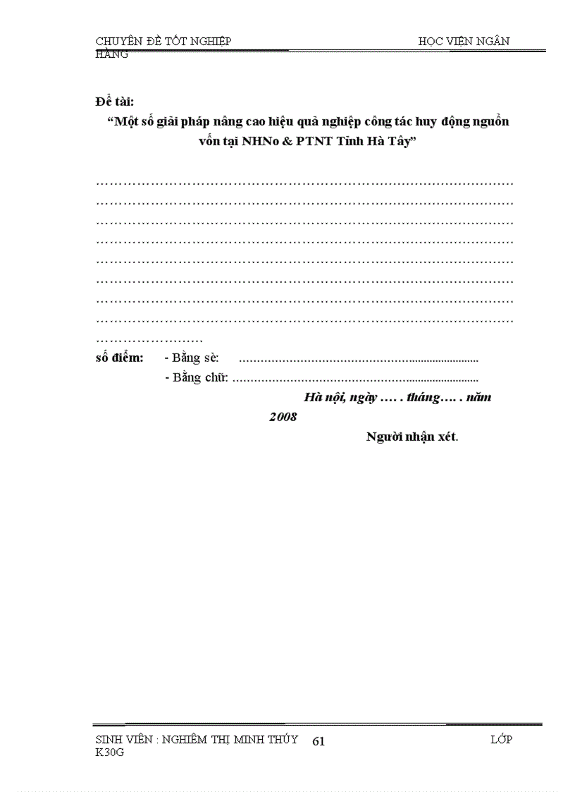 image for page Một số giải pháp nhằm nâng cao hiệu quả công tác huy động vốn tại Ngân hàng Nông nghiệp và phát triển nông thôn tỉnh Hà Tây