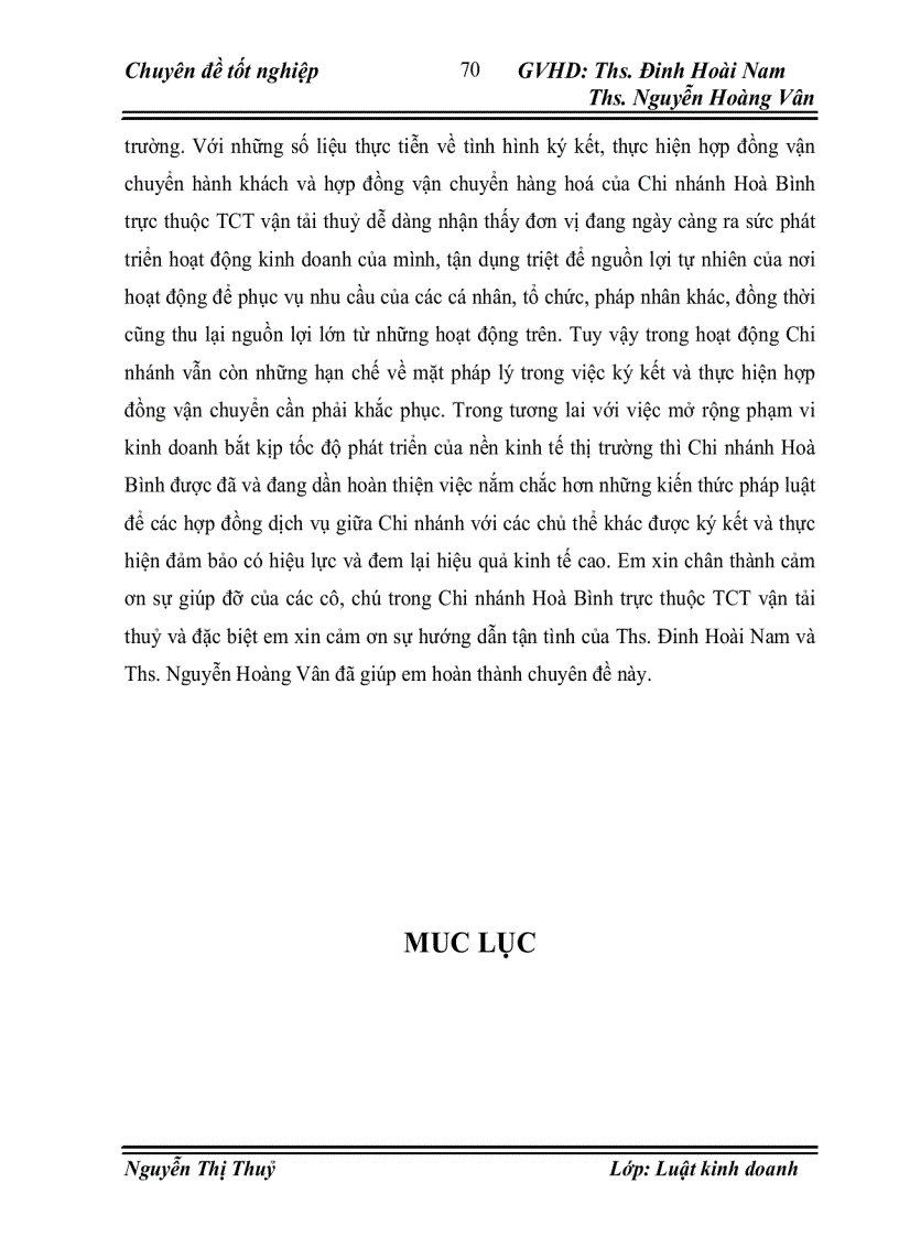 image for page Thực tiễn áp dụng pháp luật trong việc ký kết và thực hiện hợp đồng vận chuyển đường thuỷ tại Chi nhánh Hoà Bình thuộc TCT vận tải thuỷ