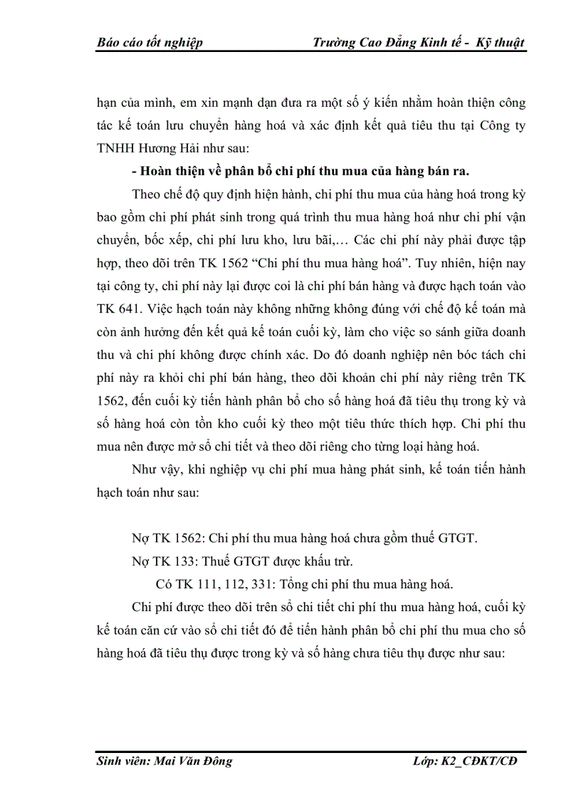 image for page Kế toán lưu chuyển hàng hoá và xác định kết quả tiêu thụ Công ty TNHH Hương Hải