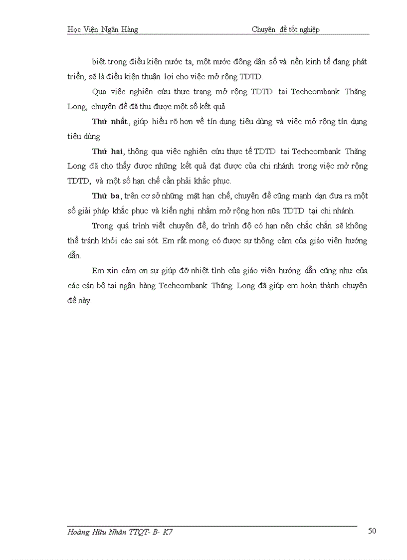 image for page Thực trạng và giải pháp mở rộng tín dụng tiêu dùng tại Ngân hàng thương mại cổ phần kỹ thương Techcombank chi nhánh Thăng Long