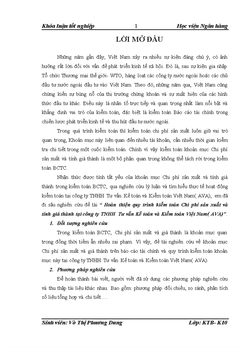 image for page Hoàn thiện quy trình kiểm toán khoản mục Chi phí sản xuất và tính giá thành trong kiểm toán Báo cáo tài chính tại công ty TNHH Tư vấn kế toán và kiểm toán Việt Nam AVA