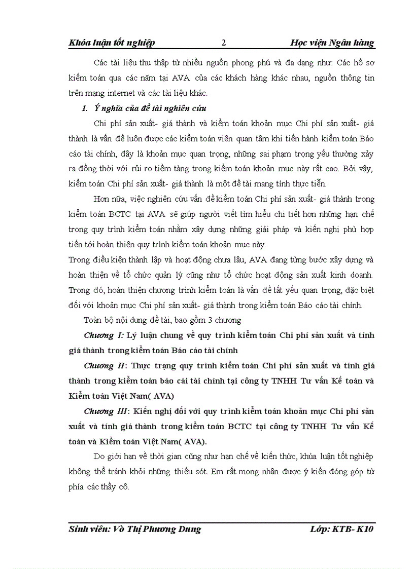 image for page Hoàn thiện quy trình kiểm toán khoản mục Chi phí sản xuất và tính giá thành trong kiểm toán Báo cáo tài chính tại công ty TNHH Tư vấn kế toán và kiểm toán Việt Nam AVA