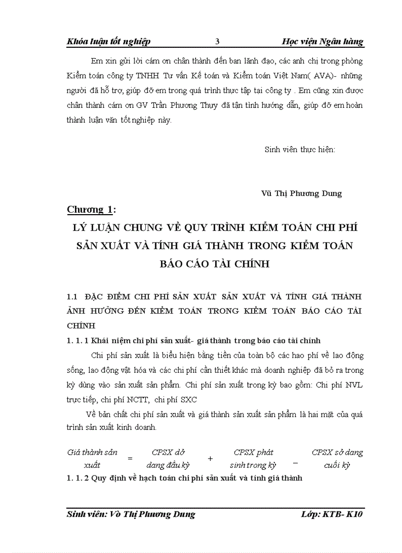 image for page Hoàn thiện quy trình kiểm toán khoản mục Chi phí sản xuất và tính giá thành trong kiểm toán Báo cáo tài chính tại công ty TNHH Tư vấn kế toán và kiểm toán Việt Nam AVA
