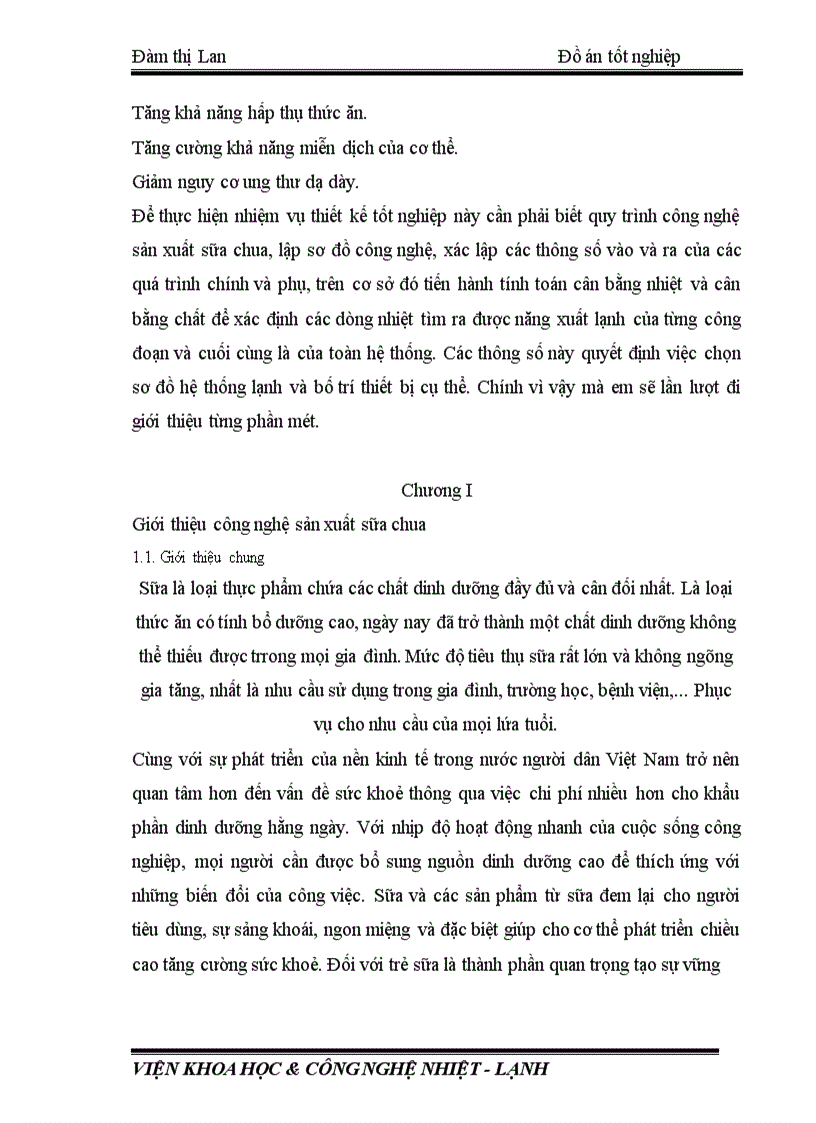 image for page Thiết kế hệ thống lạnh phục vụ dây chuyền sản xuất sữa chua với công xuất 10.000 (Kg/ngày)“.