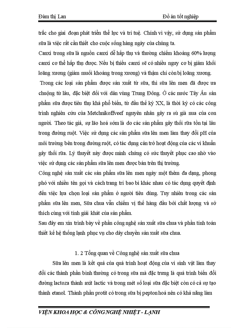 image for page Thiết kế hệ thống lạnh phục vụ dây chuyền sản xuất sữa chua với công xuất 10.000 (Kg/ngày)“.