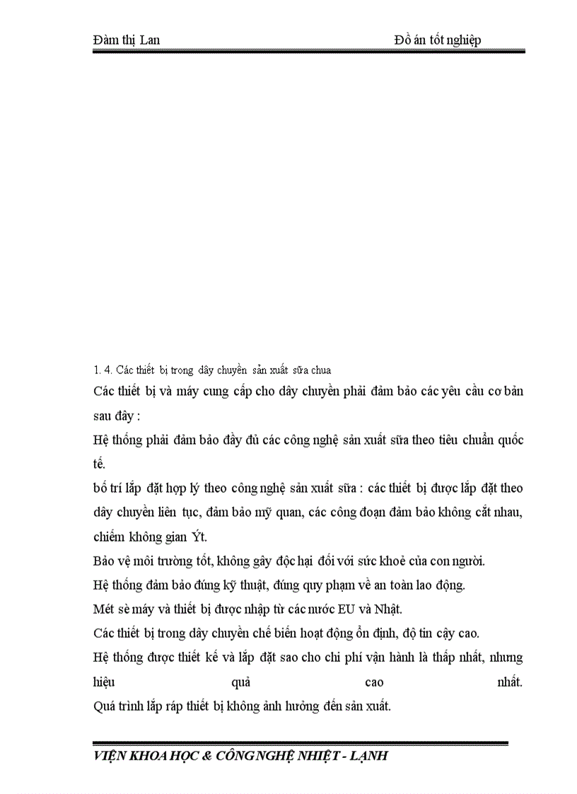 image for page Thiết kế hệ thống lạnh phục vụ dây chuyền sản xuất sữa chua với công xuất 10.000 (Kg/ngày)“.