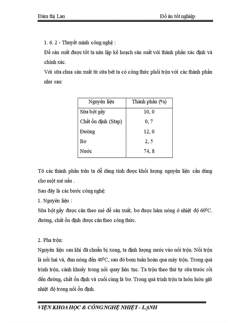 image for page Thiết kế hệ thống lạnh phục vụ dây chuyền sản xuất sữa chua với công xuất 10.000 (Kg/ngày)“.
