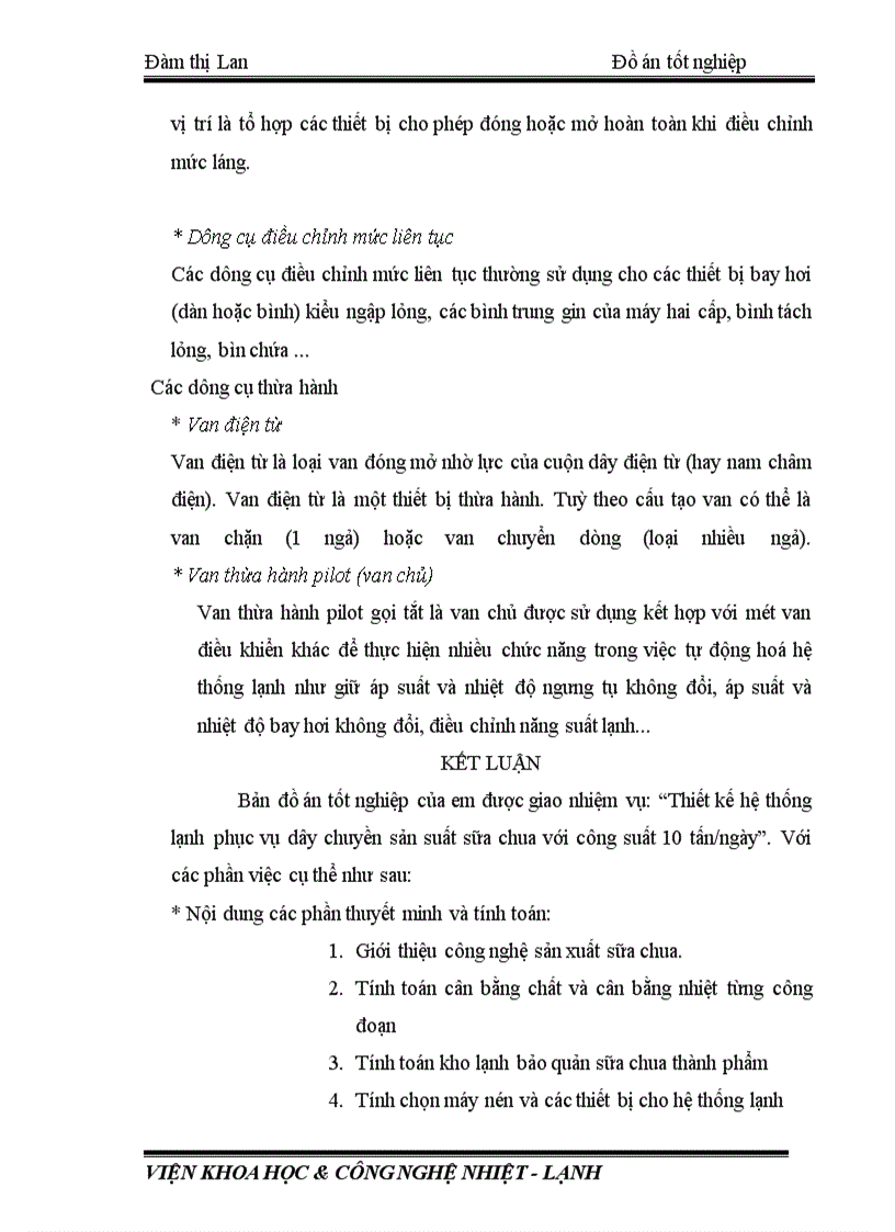 image for page Thiết kế hệ thống lạnh phục vụ dây chuyền sản xuất sữa chua với công xuất 10.000 (Kg/ngày)“.