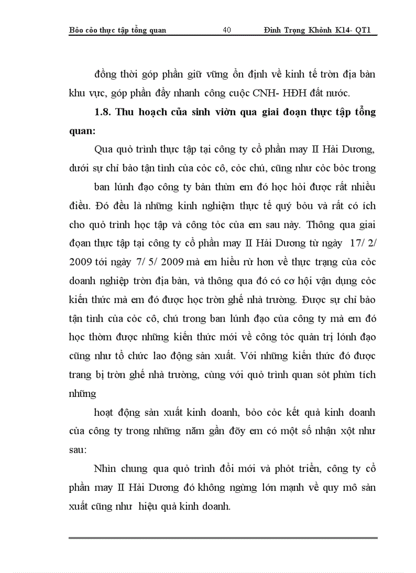 image for page Tổng quan về công ty cổ phần May II Hải Dương