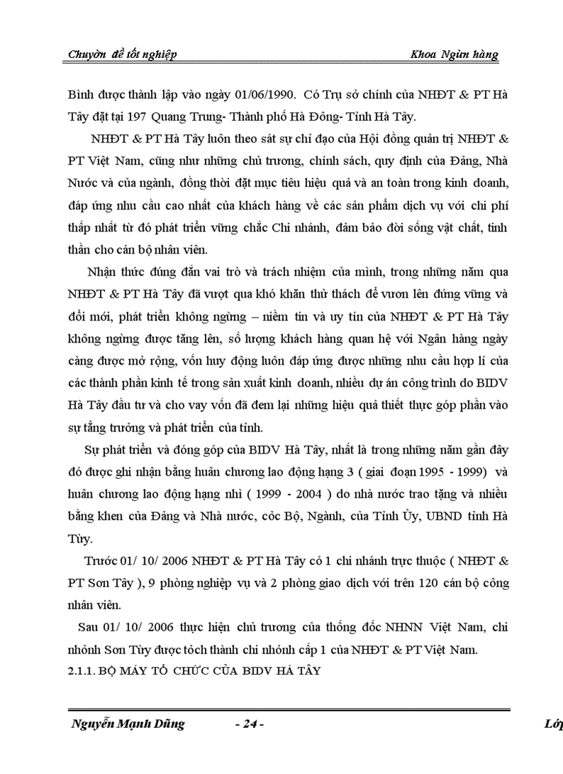image for page Giải pháp phòng ngừa và hạn chế rủi ro tín dụng tại Chi nhánh Ngân hàng Đầu Tư Phát Triển BIDV Hà Tây