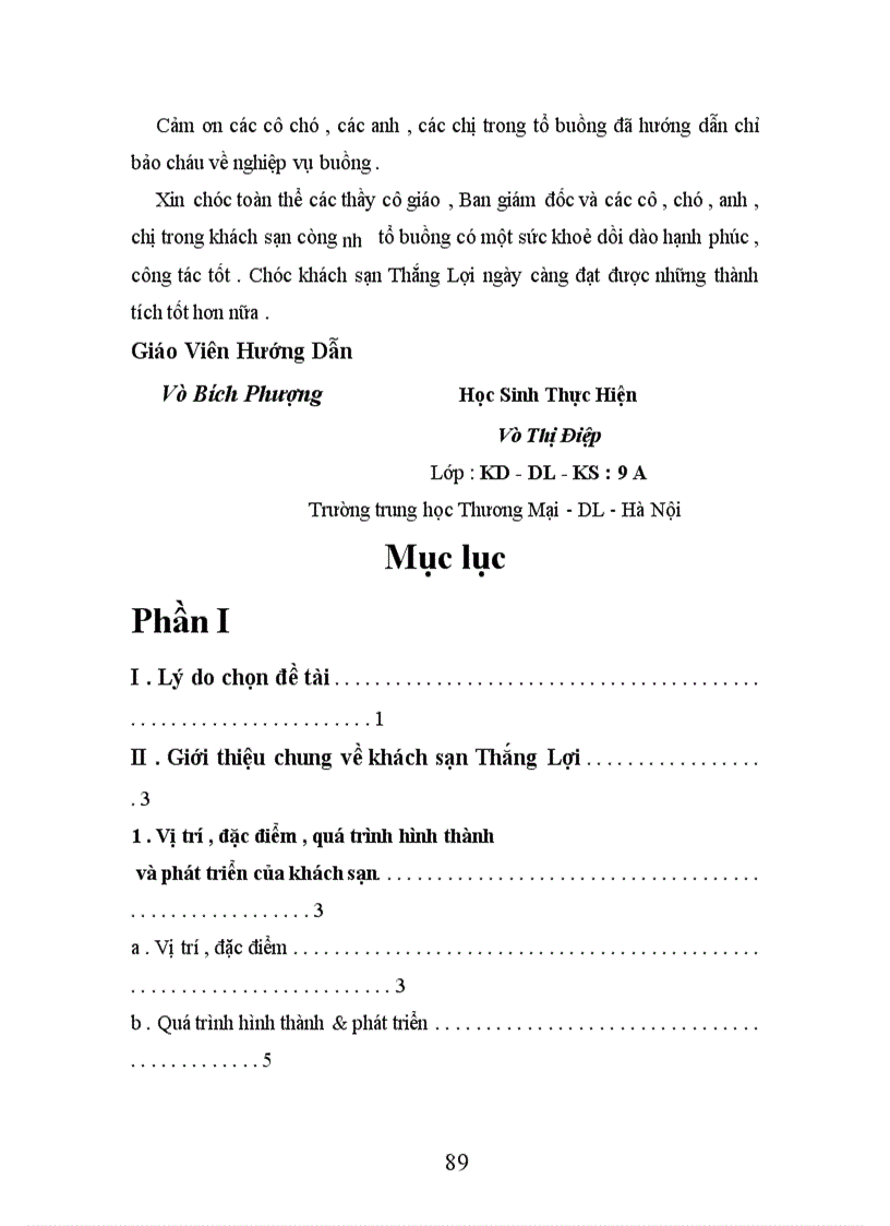 image for page Nghiệp vụ phục vụ buồng tại khách sạn Thắng Lợi